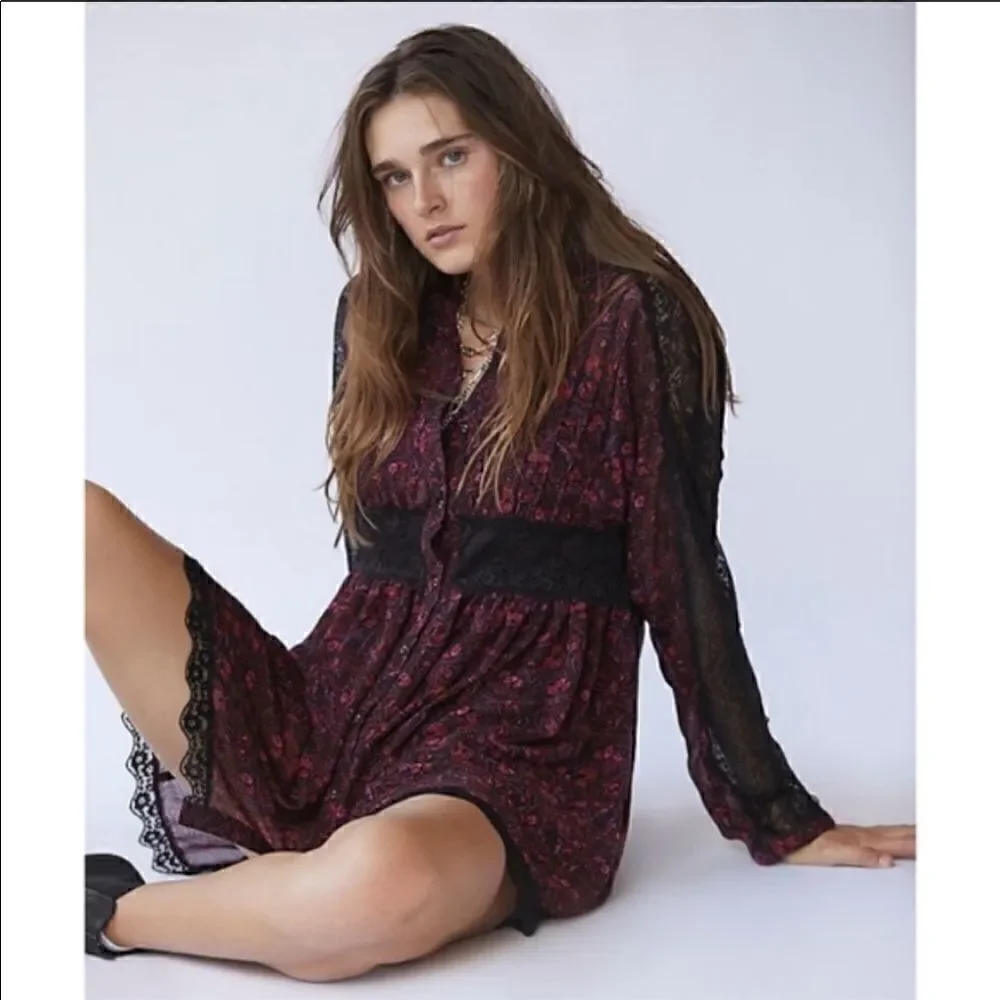 Free People Sheer Romance Mini Dress